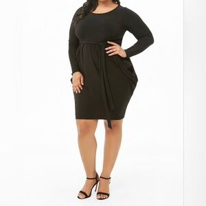 Plus Size Stretch-Knit Self-Tie Dress